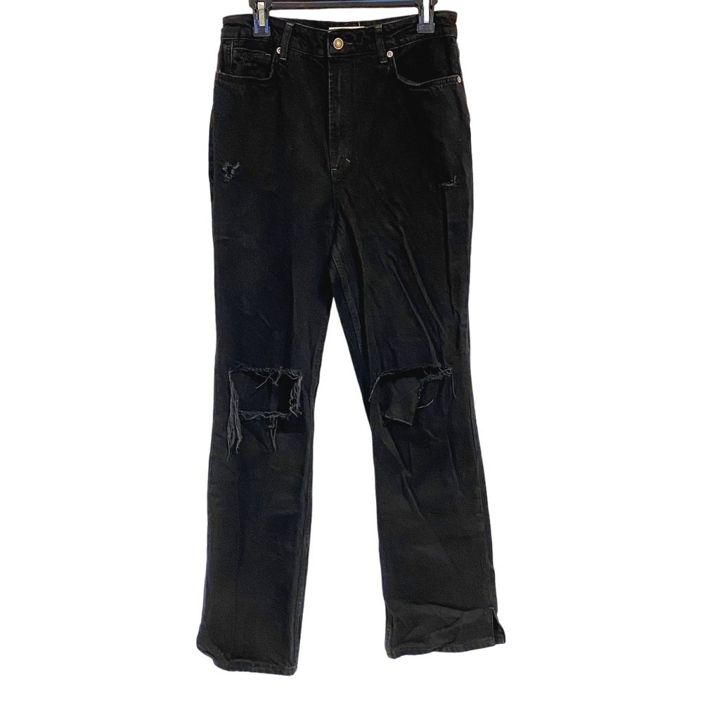 Free People We the Free My Own Lane Black Distressed Jeans Size 31